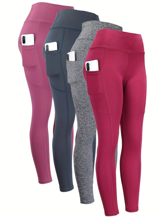 All-Season High Waist Knit Leggings with Pocket - Seamless, Butt Lifting, Stretchable Women's Sports Pants