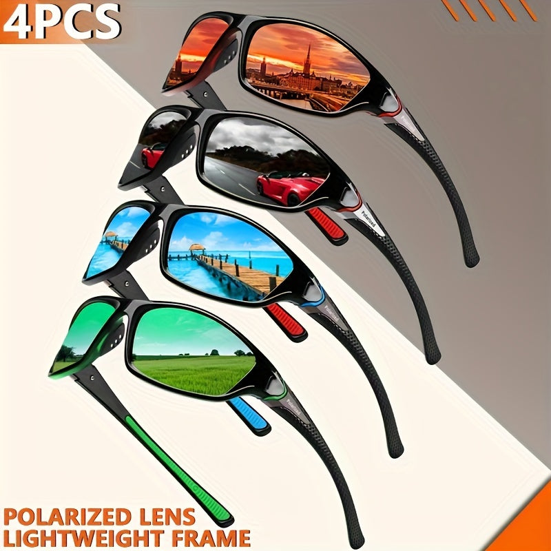 4 Pcs Polarized Sports Glasses, Durable PC Frames - Perfect For Driving, Cycling & Fishing