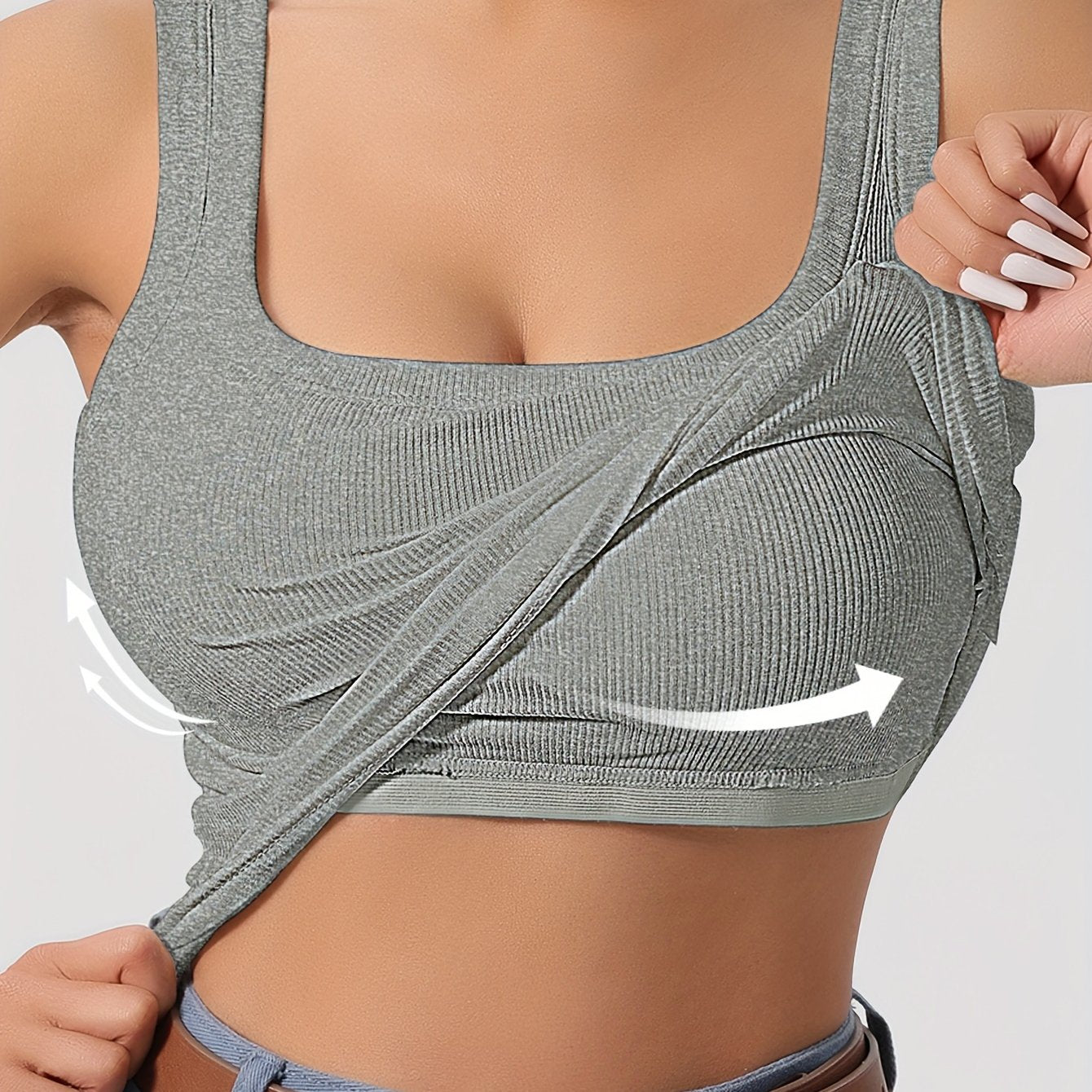 All-Season Slim-Fit Women's Tank Top - Casual High-Stretch Knit, Versatile Solid Color, Comfort with Detachable Chest Pad