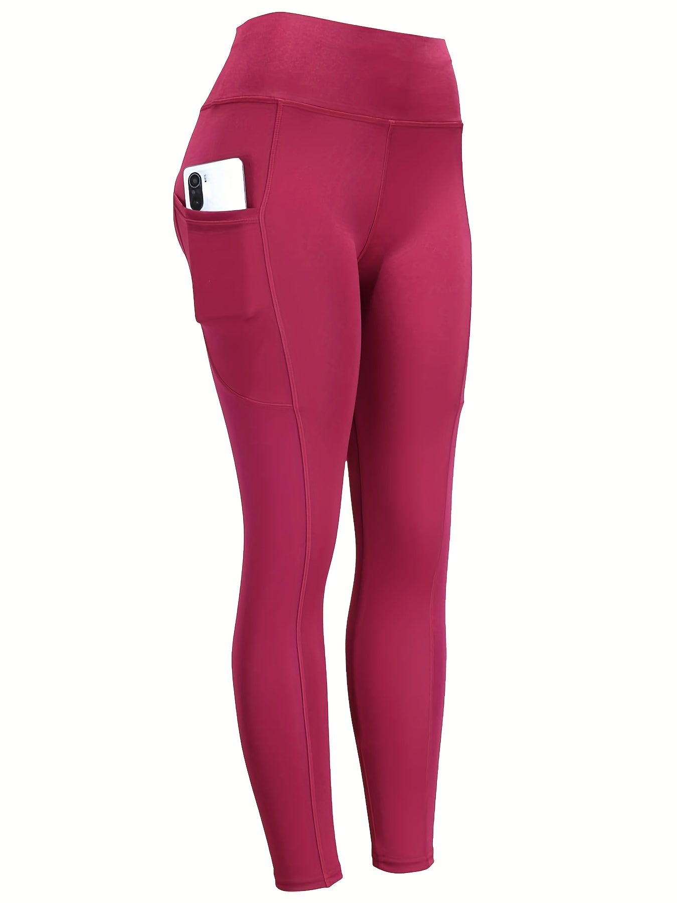 All-Season High Waist Knit Leggings with Pocket - Seamless, Butt Lifting, Stretchable Women's Sports Pants