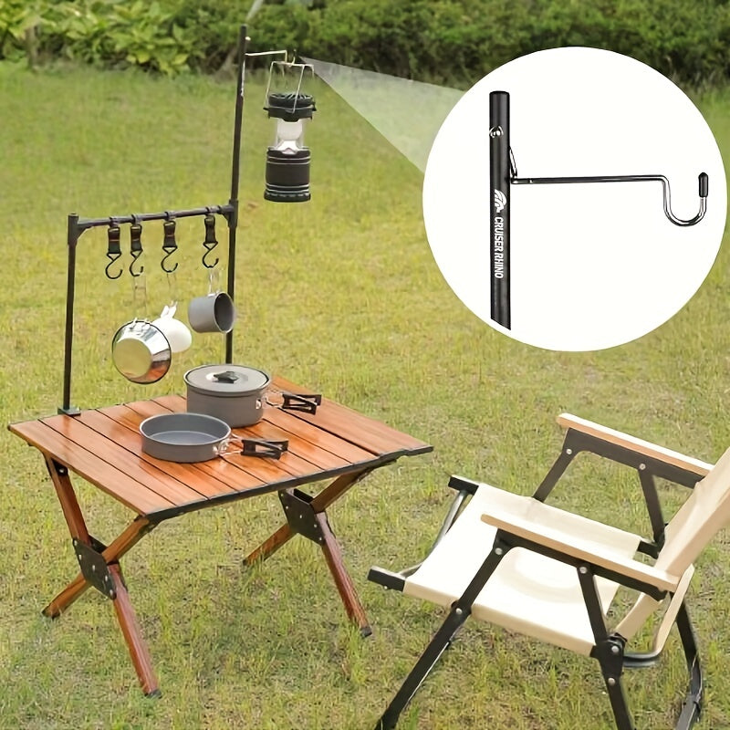Aluminum Alloy Folding Hanging Rack With Detachable Hook, For Outdoor Camping Travel Picnic Table, Multifunctional Lantern Pole, Hanging Rac