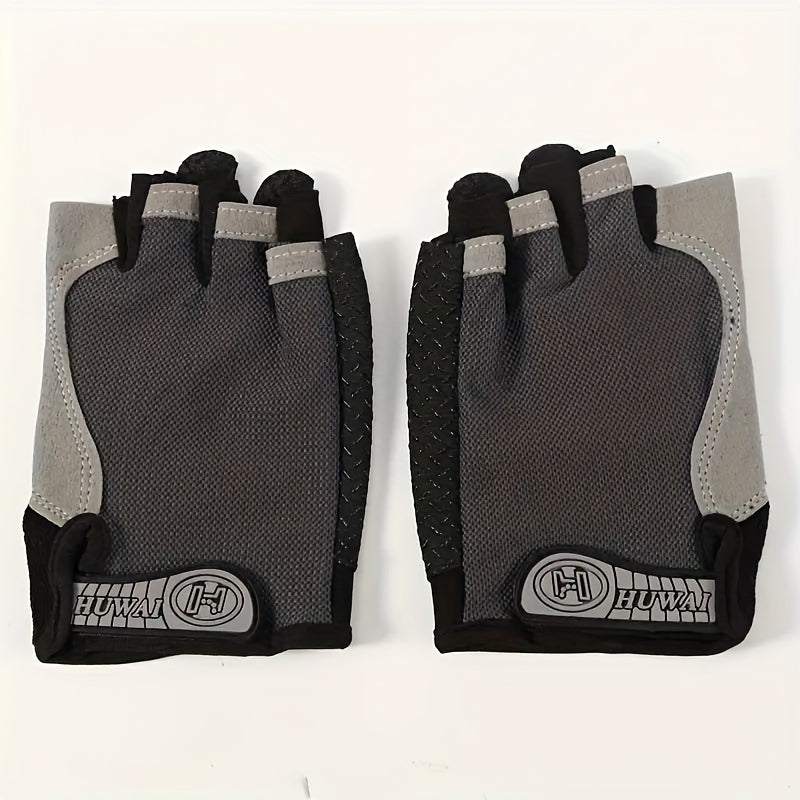 1pair Premium Cool Breathable Fingerless Gloves, Outdoor Sports Cycling Gloves, Weight Lifting Fitness Training Palm Protectors